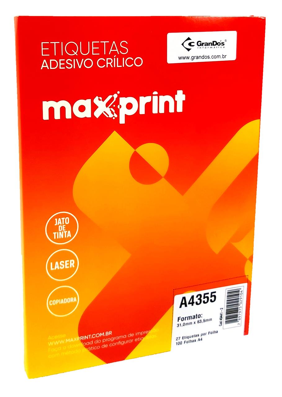 Etiquetas A4355 31,0mm x 63,5mm Maxprint