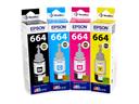 Combo de Garrafas de Tinta com 1un Preto T664120AL 1un Ciano T664220AL 1un Magenta T664320AL 1un Amarelo T664420AL para Impressora Tanque Tinta Epson L110 L120 L200 L210 L220 L300 L310 L350 L355 L365 L375 L380 L395 L396 L455 L475 L495 L555 L565 L575 L606