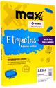 Folhas de Etiquetas Adesivas em Papel Tamanho A4 para Impressora Jato de Tinta e Laser da Maxprint 71,9x63,5 Milímetros com 12 Etiquetas por Folha. [ O modelo A4264 tem a mesma medida. ]