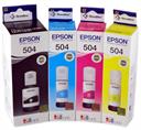 Combo com Garrafas de Tinta T504 1un Preto 1un Ciano 1un Magenta 1un Amarelo para Impressora Tanque de Tinta Epson L4150 L4160 L6161 L6171 L6191 no atacado em pack com as 4 cores