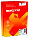 Etiquetas Adesivas em Papel Tamanho A4 para Impressora Jato de Tinta e Laser da Maxprint 21,2x38,2 Milímetros com 65 Etiquetas por Folha no Atacado em Pack com 3 Caixas de 100 Folhas. [ O modelo A4251 tem a mesma medida. ]