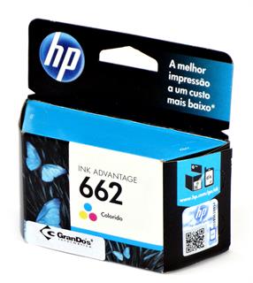 Cartucho de Tinta HP662 Colorido CZ104AB para Multifuncional HP Deskjet Ink Advantage 1015 1515 1516 2515 2516 2545 2546 2645 2646 3515 3516 3545 3546 4646