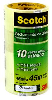 Fita Adesiva 45 mm x 45 metros Transparente com 4 Rolos 3M