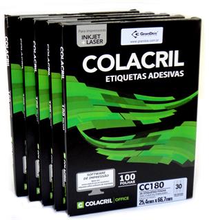 Etiquetas 6180 25,4mm x 66,7mm no Pack com 5 Caixas Colacril