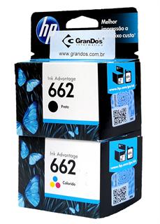 Kit Cartucho Original HP 662 Preto CZ103AB e Colorido CZ104AB