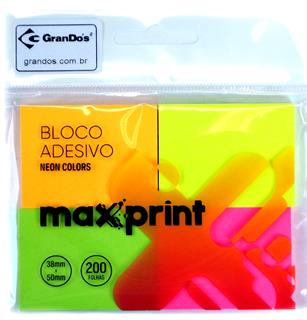 Bloco Adesivo Colorido 38mm x 50mm com 4 blocos de 50 Folhas
