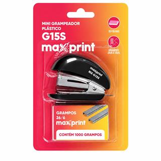 Grampeador 15 Folhas MINI Plástico PRETO Com 1000 Grampos