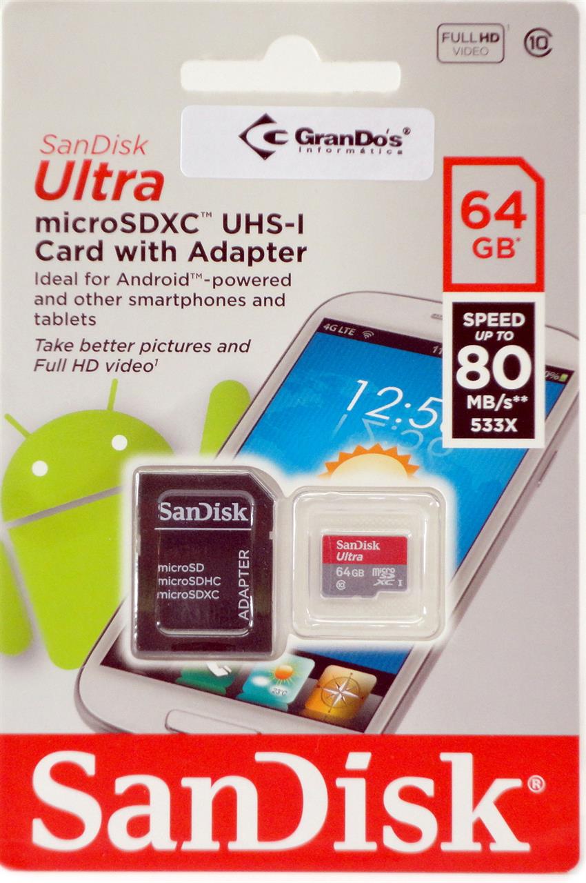 Cartão de Memória 64GB SanDisk Classe 10
