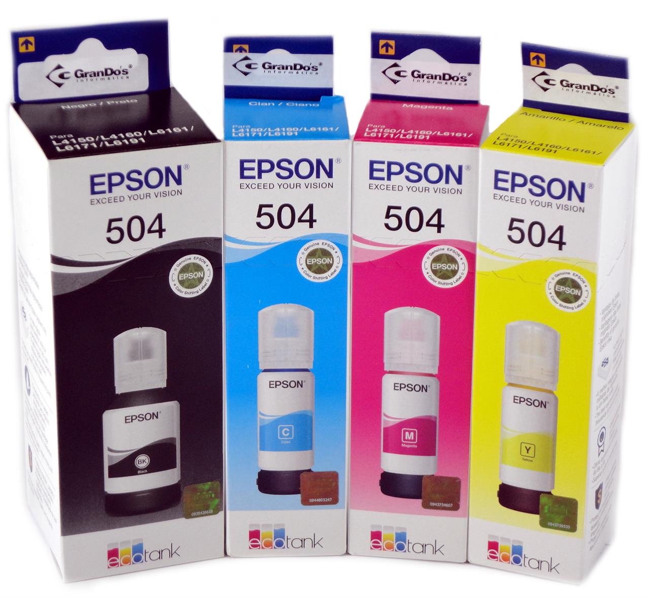 Kit de Refil de Tinta Original Epson 504 em Pack com as 4 Cores