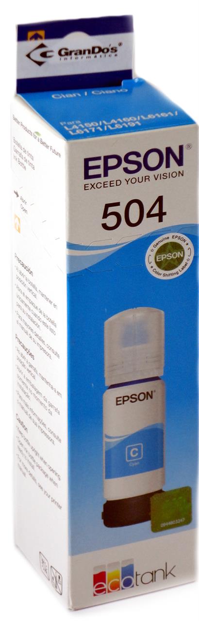 Refil de Tinta Original Epson 504 Azul