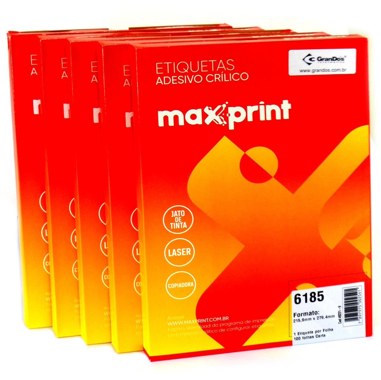 Etiquetas 6185 215,9mm x 279,4mm no Pack com 5 Caixas Maxprint