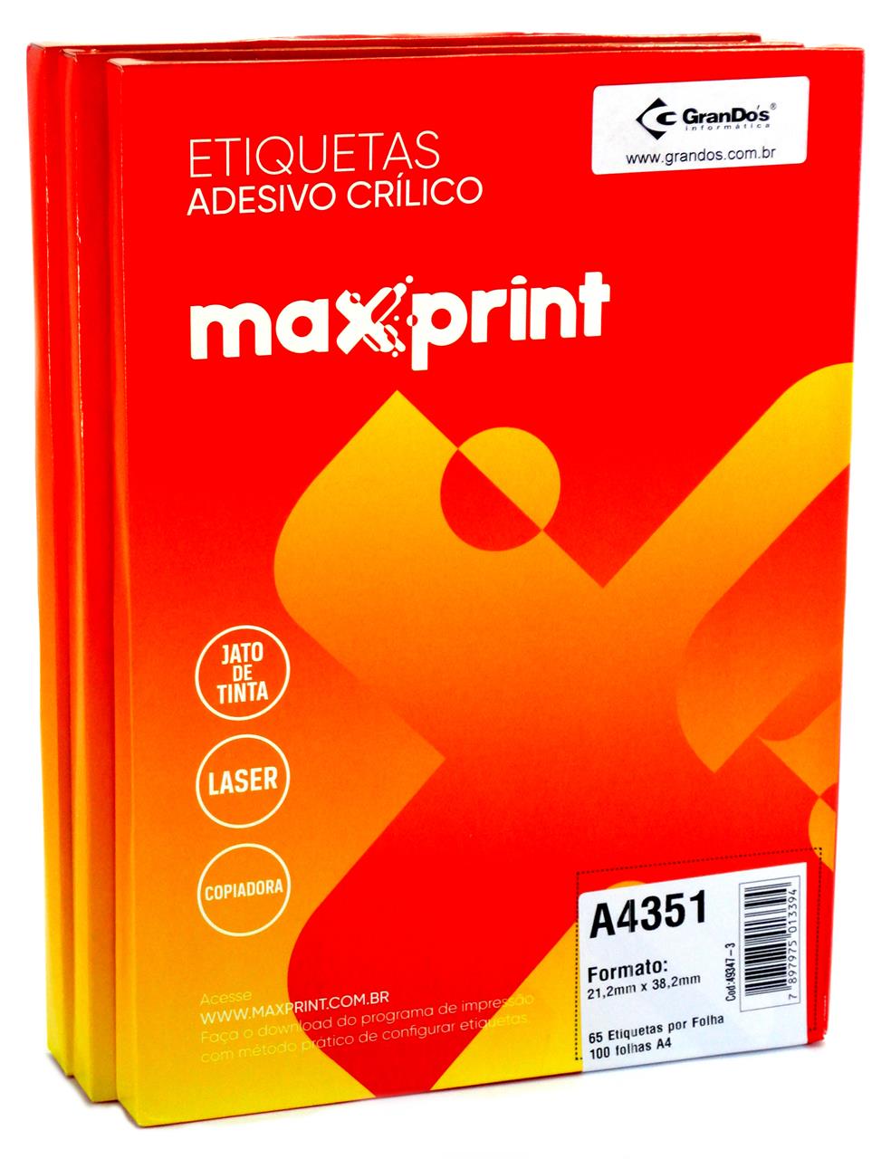 Etiquetas A4351 21,2mm x 38,2mm no Pack com 3 Caixas Maxprint