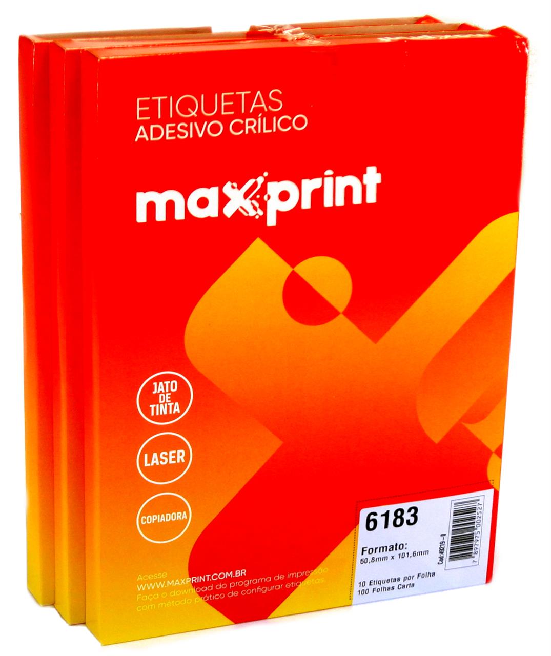 Etiquetas 6183 50,8mm x 101,6mm no Pack com 3 Caixas Maxprint