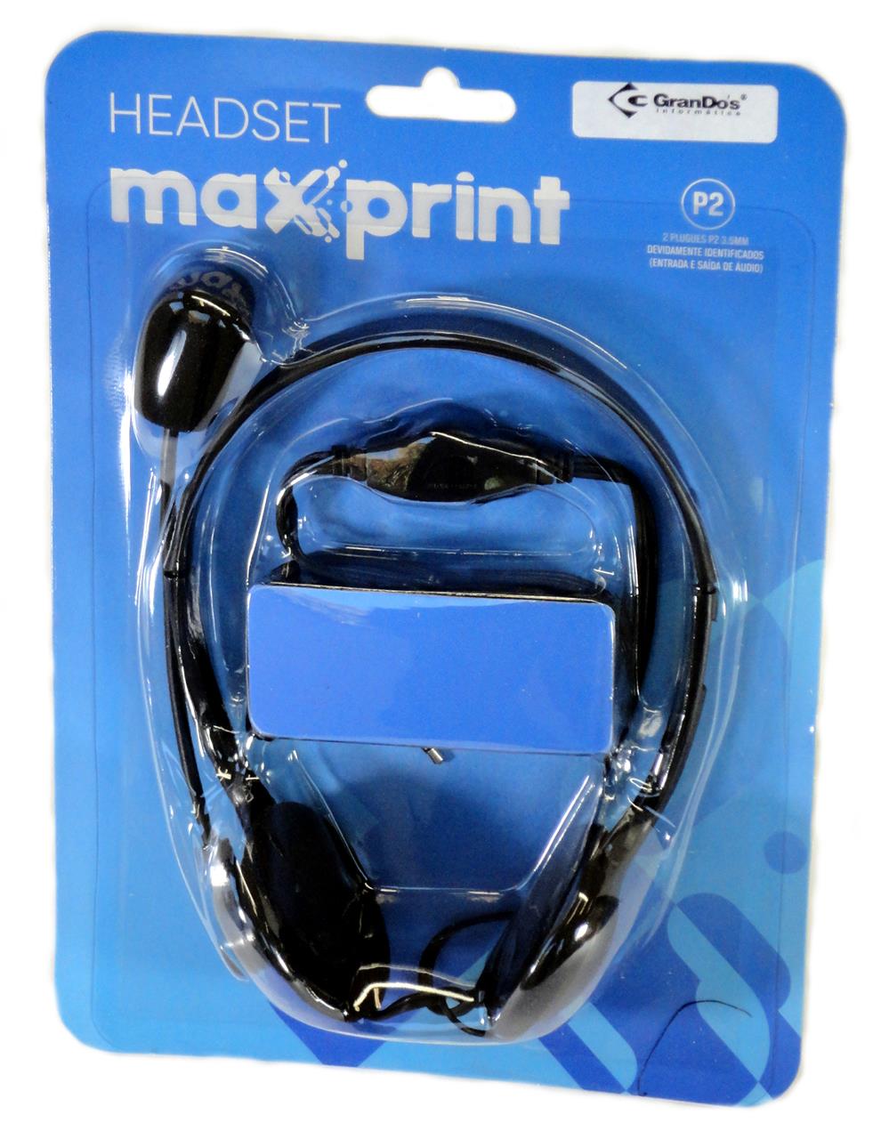 Caixas de Som, Headset e Webcam - Fone de Ouvido com Microfone Preto Maxprint
