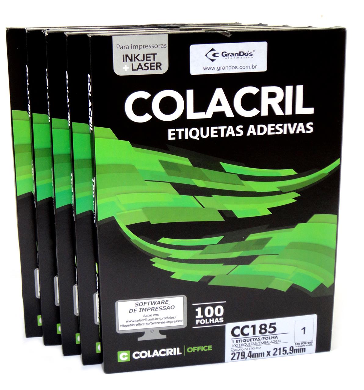 Etiquetas 6185 215,9mm x 279,4mm no Pack com 5 Caixas Colacril