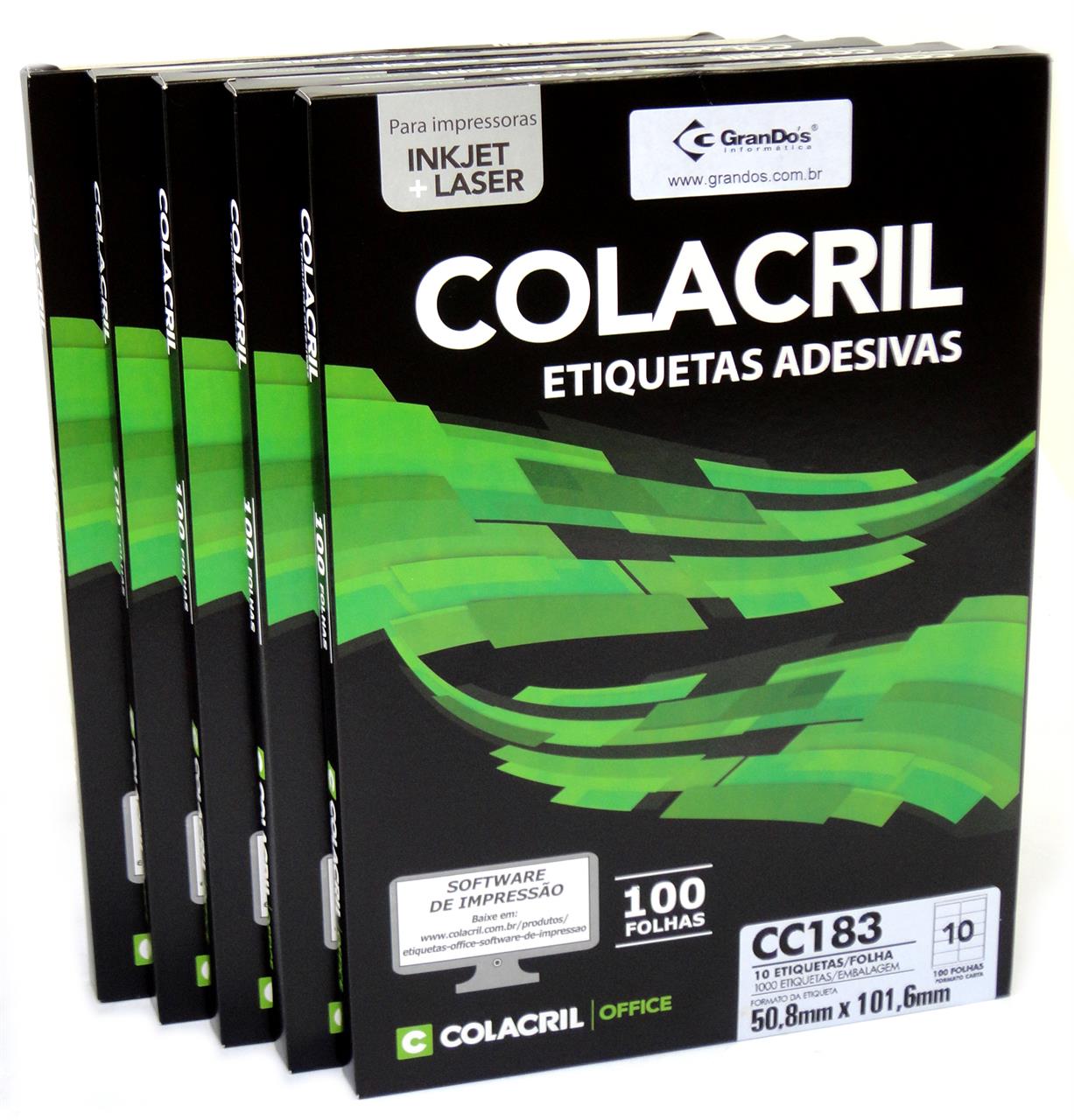 Etiquetas 6183 50,8mm x 101,6mm no Pack com 5 Caixas Colacril