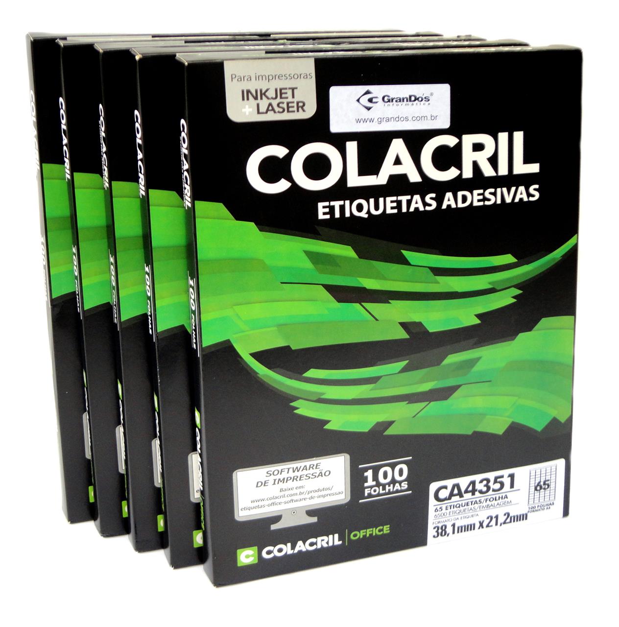 Etiquetas A4351 21,2mm x 38,1mm no Pack com 5 Caixas Colacril