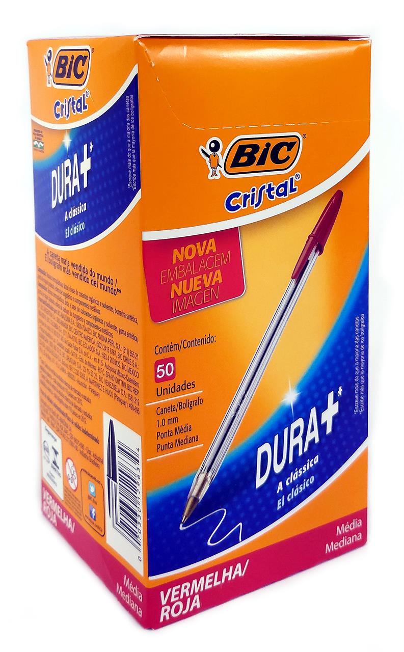 Caneta Esferográfica Vermelha Bic Cristal com 50 unidades