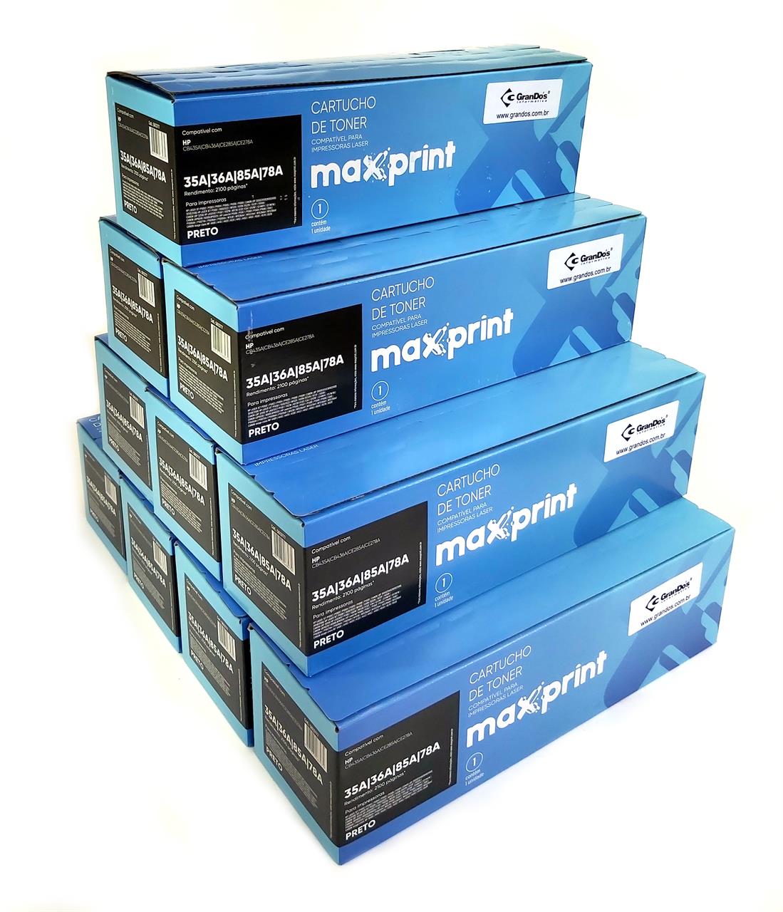 Toner Similar Maxprint para Impressoras e Multifuncionais - Toner Maxprint 85A 36A 35A 78A na Caixa com 10 Toners