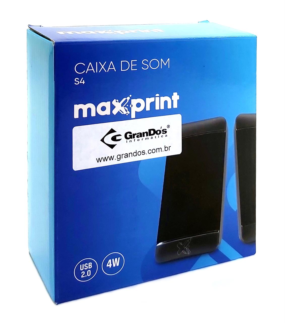 Caixas de Som, Headset e Webcam - Caixas de Som 4W Maxprint S4