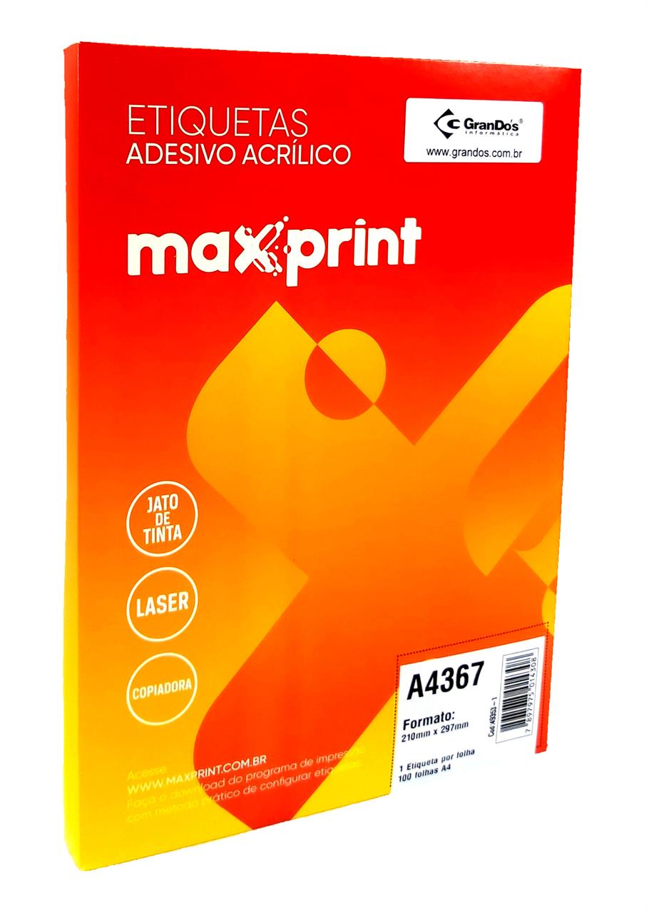 Folha Medindo 210mm x 297mm - Etiquetas A4367 210mm x 297mm Maxprint