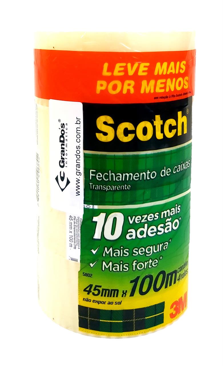 Fita Adesiva 45 mm x 100 metros Transparente com 4 Rolos 3M