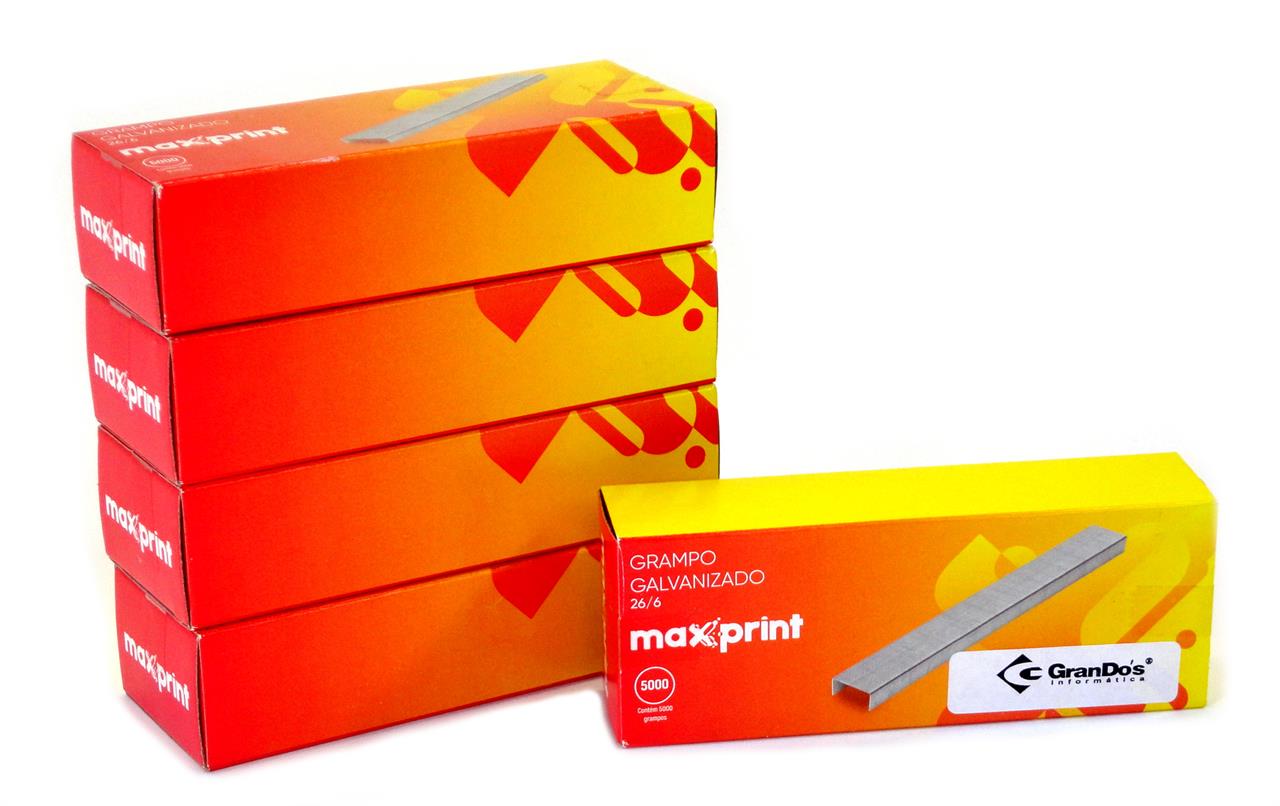 Grampo 26/6 Galvanizado Pack com 5 caixas Maxprint