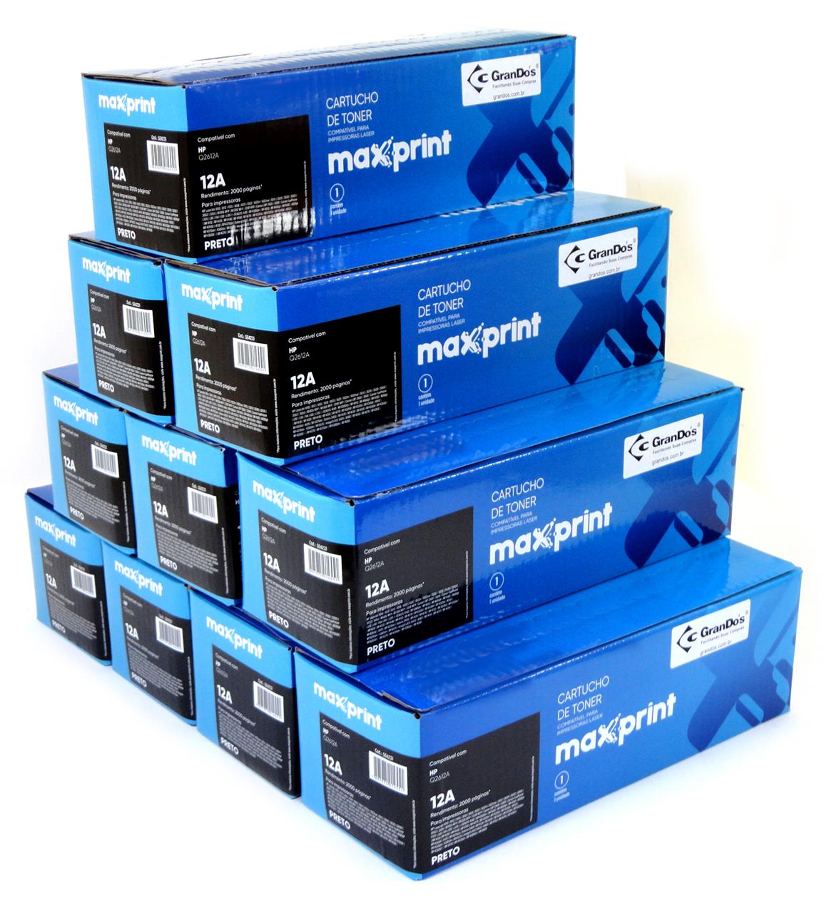 Toner Similar Maxprint para Impressoras e Multifuncionais Monocromáticas - Toner Maxprint Q2612A na Caixa com 10 Toners