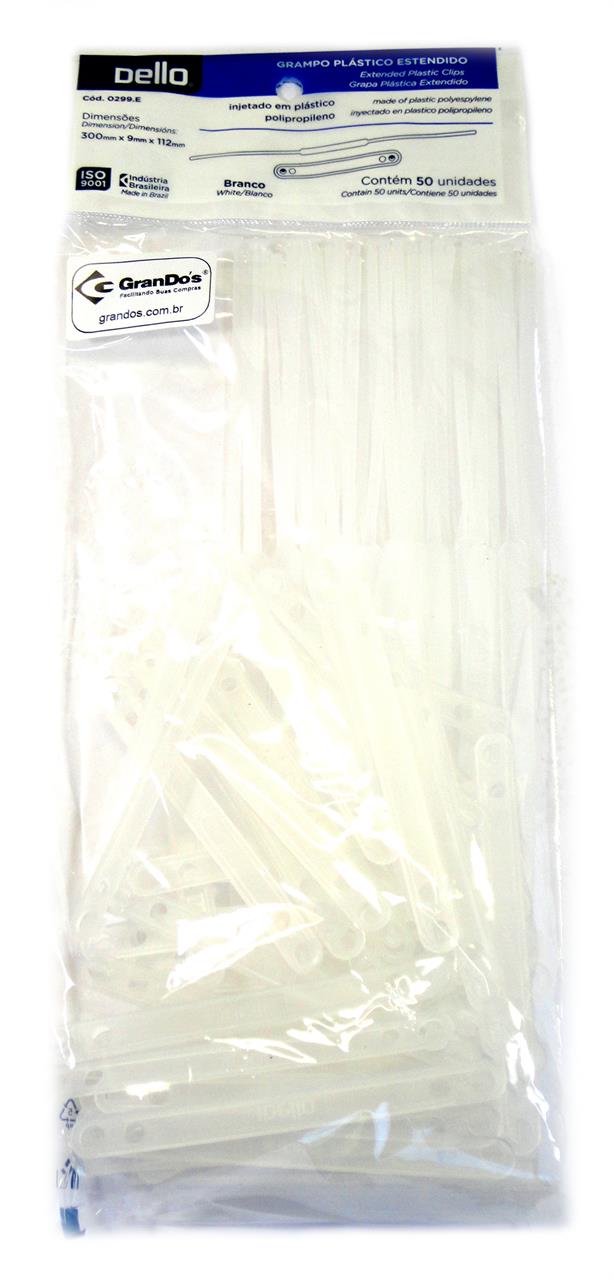 Grampo Plástico Branco Pacote com 50