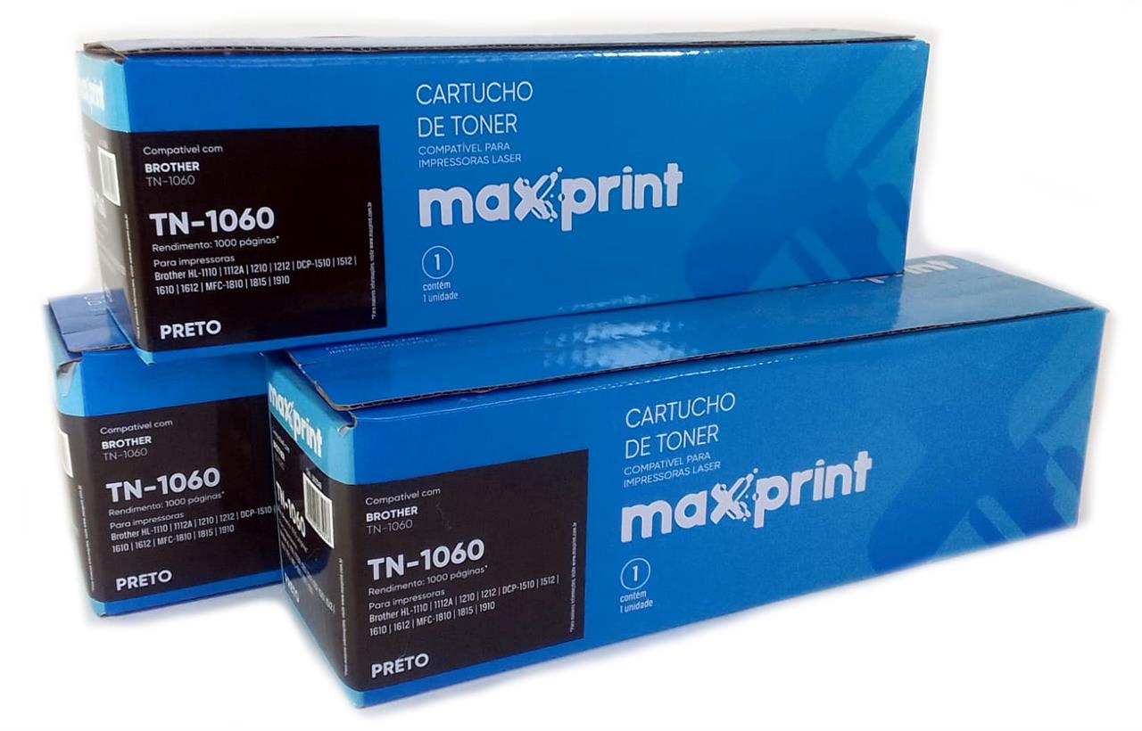 Toner e Fotocondutor para Brother - Toner Maxprint TN1060 na Caixa Com 3 Toners