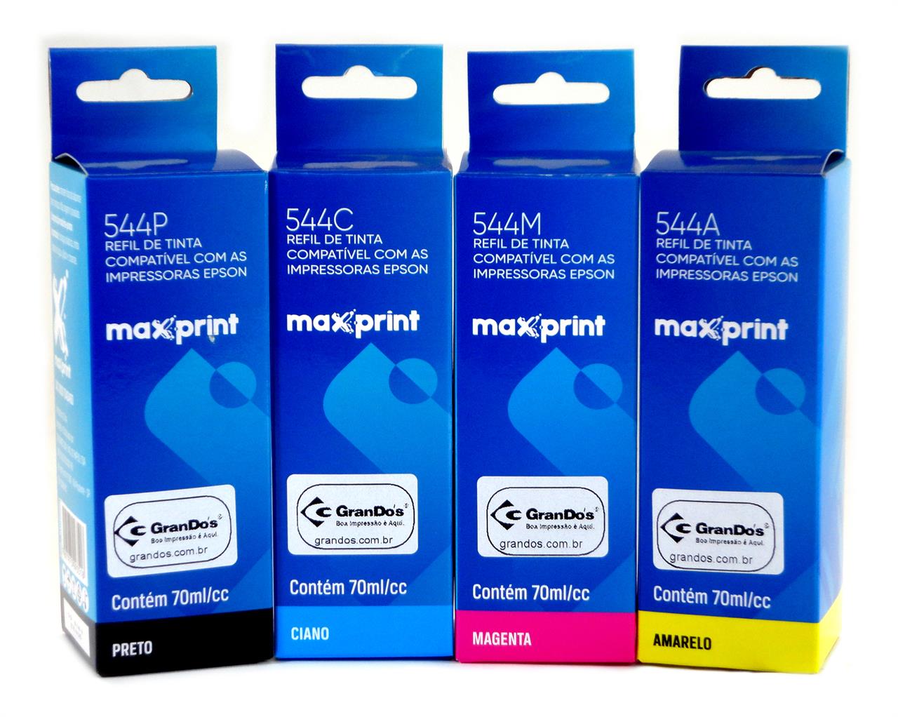 Kit de Refil de Tinta Maxprint Similar 544 em Pack com as 4 Cores