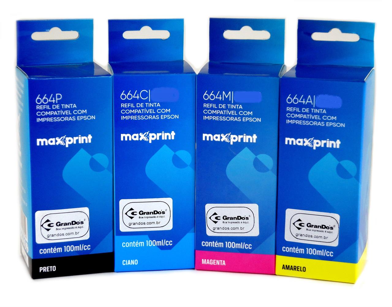 Kit de Refil de Tinta Maxprint Similar 664 em Pack com as 4 Cores