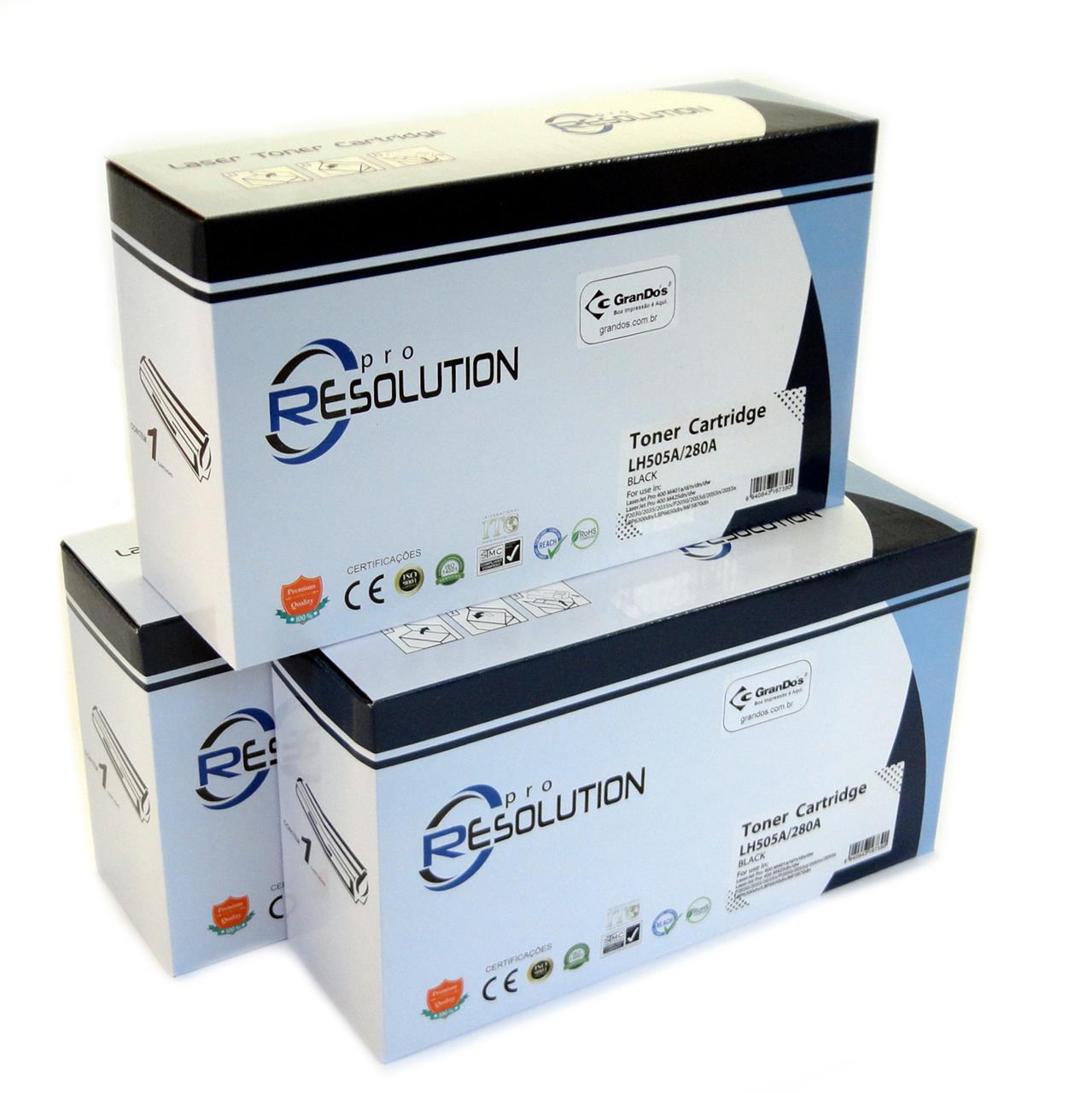 Toner Similar Pro Resolution para Impressoras e Multifuncionais - Toner Resolution CE505A CF280A na Caixa com 3 Toners