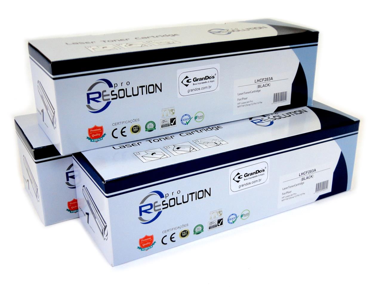 Toner Similar Pro Resolution para Impressoras e Multifuncionais - Toner Resolution CF283A na Caixa com 3 Toners