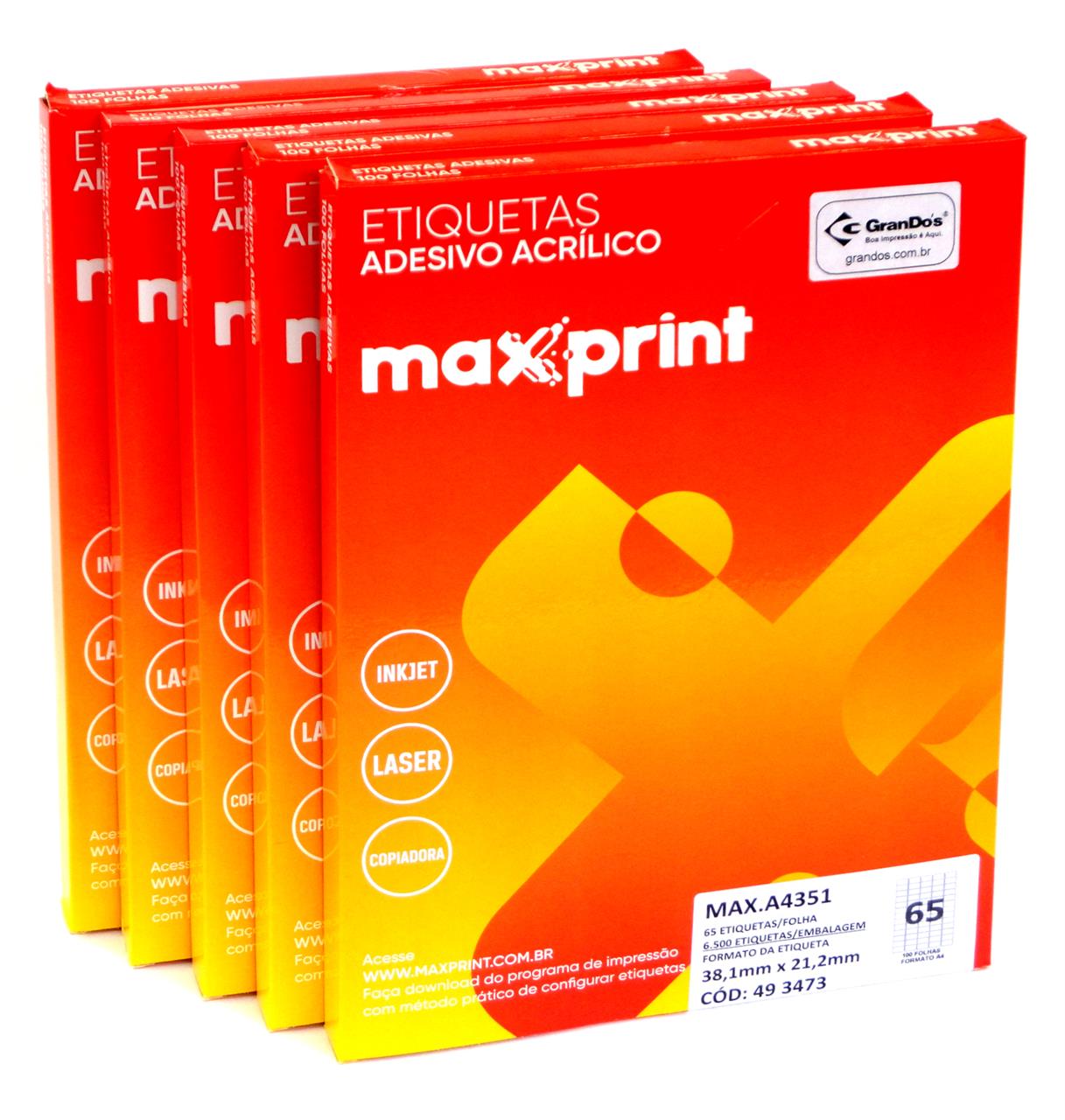 Etiquetas A4351 21,2mm x 38,1mm no Pack com 5 Caixas Maxprint