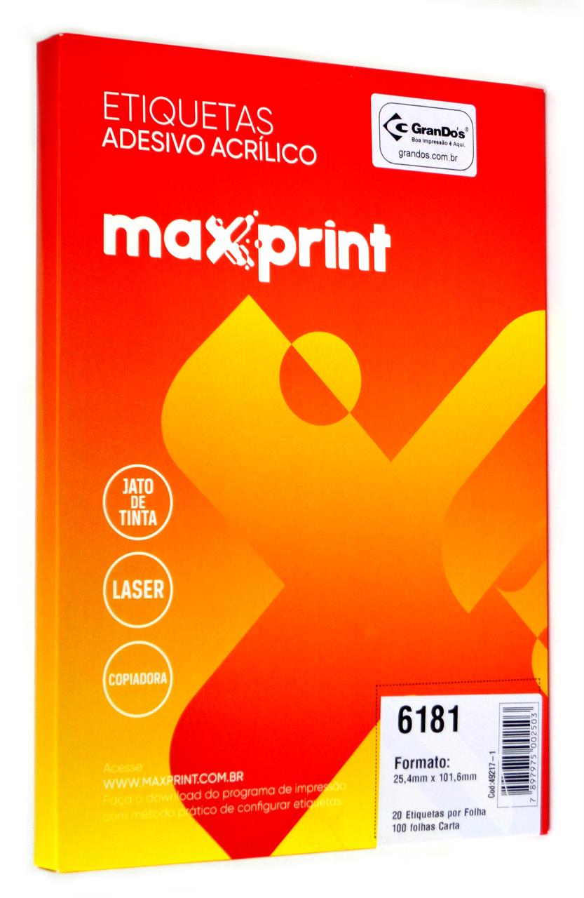 Folha Medindo 215,9mm x 279,4mm - Etiquetas 6181 25,4mm x 101,6mm Maxprint