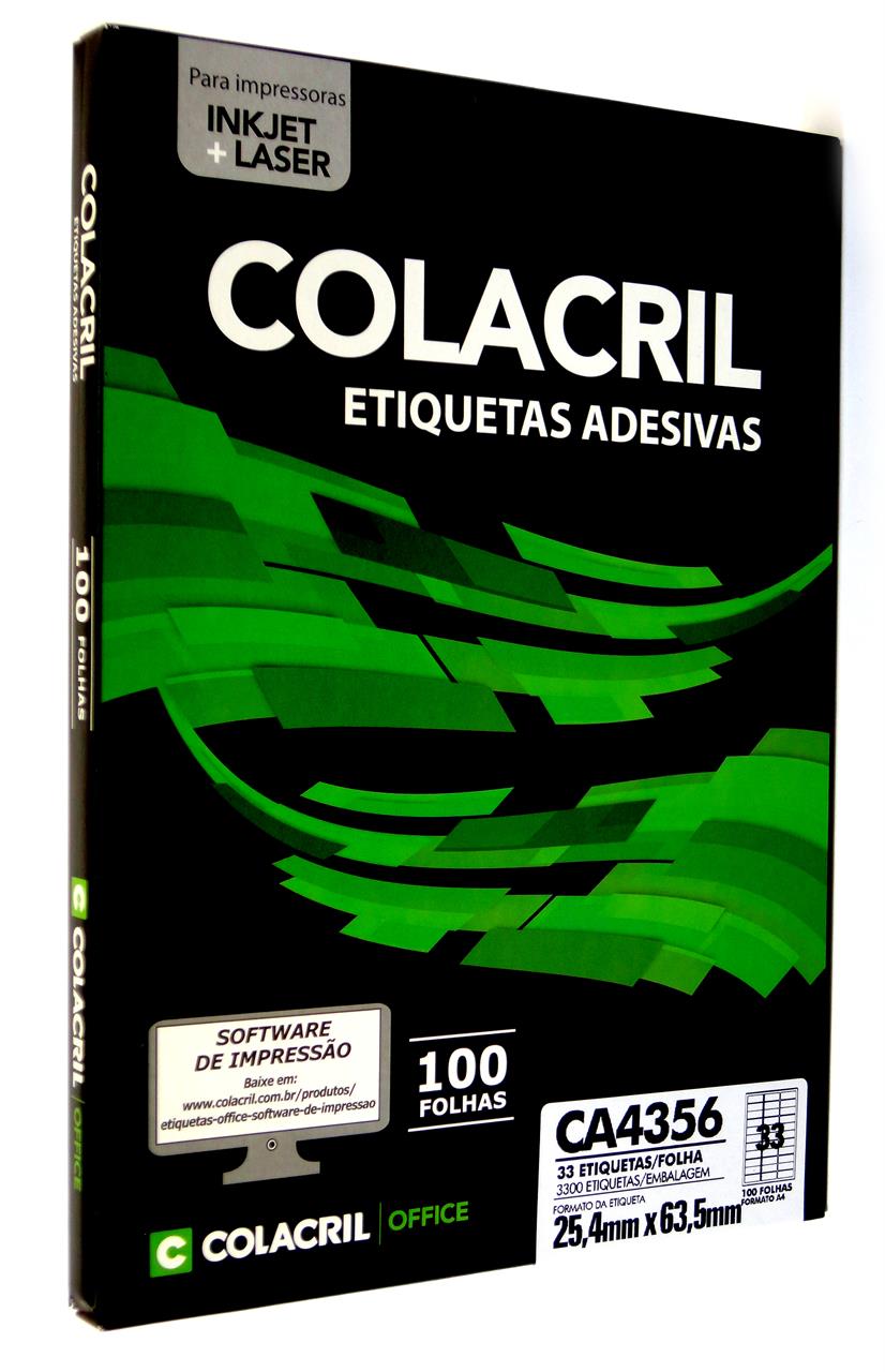 Etiquetas A4356 25,4mm x 63,5mm Colacril