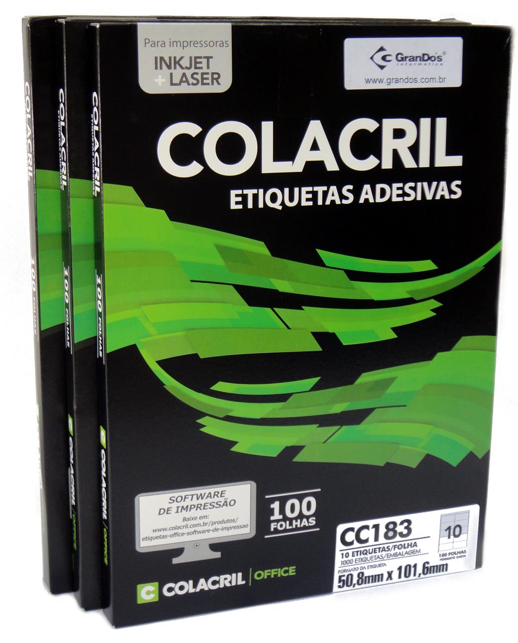 Etiquetas 6183 50,8mm x 101,6mm no Pack com 3 Caixas Colacril