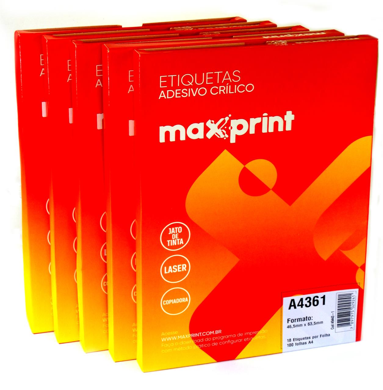 Etiquetas A4361 46,5mm x 63,5mm no Pack com 5 Caixas Maxprint