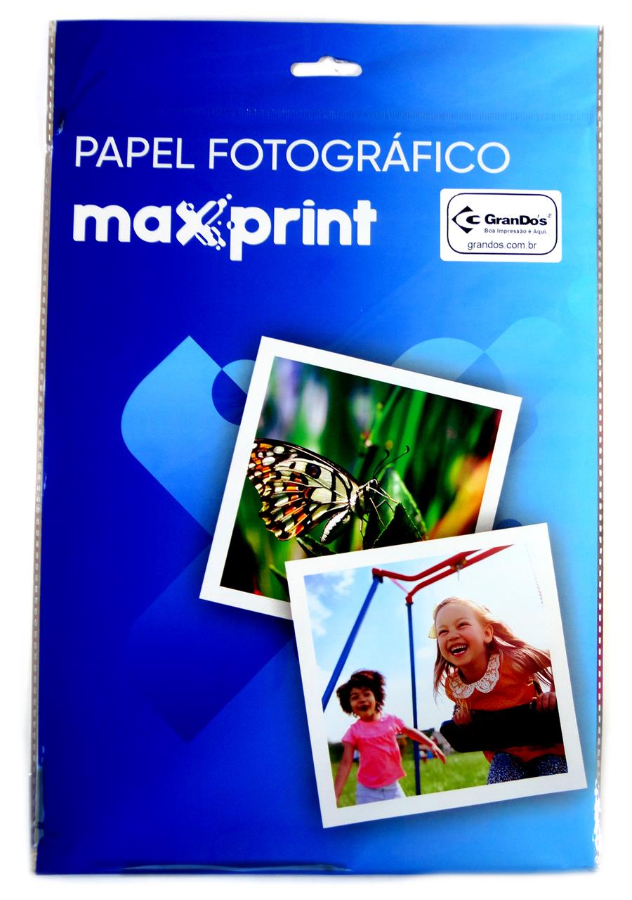 Caneta, Clips, Grampo, Elástico, Cola, Envelope, Durex e Lápis - Papel Fotográfico Glossy A4 135g com 10 Folhas Maxprint