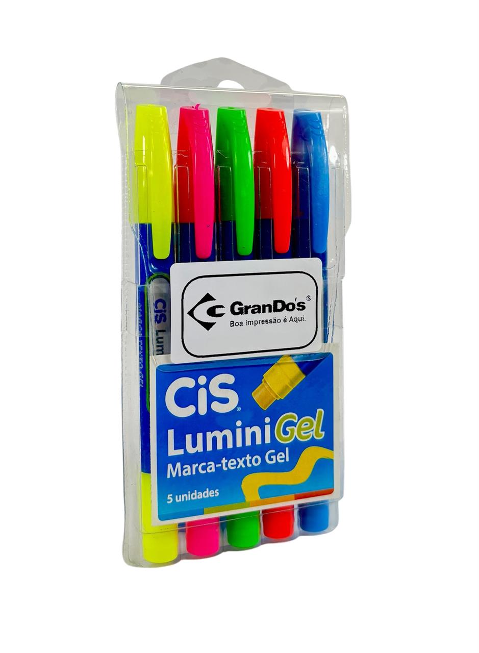 Caneta Marca Texto Cis Gel com 5 Cores Sortidas