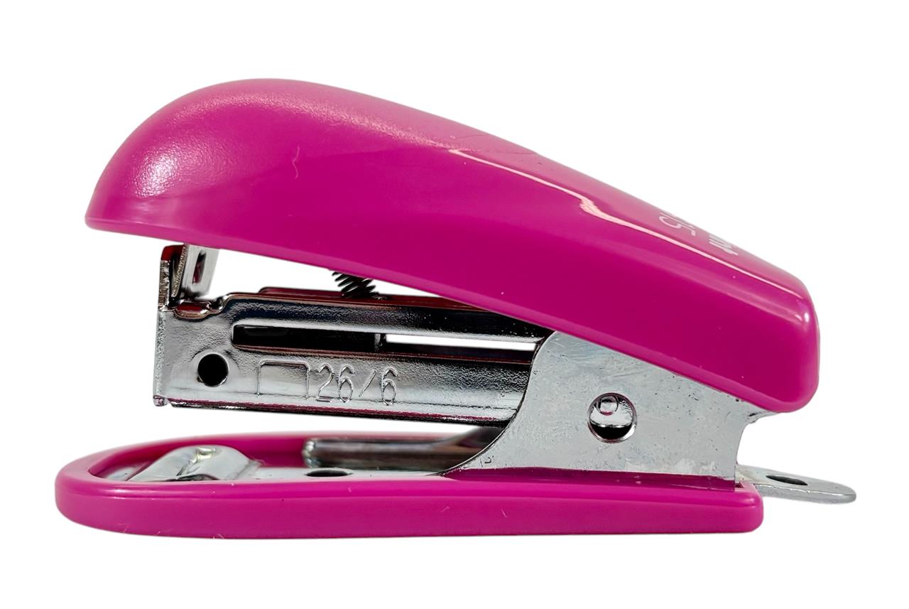 Grampeador MINI Plástico Semiautomático 15 Folhas ROSA