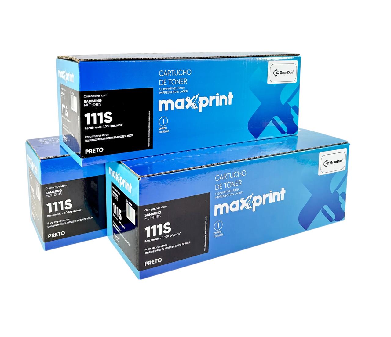 Toner Maxprint MLT-D111S na Caixa com 3 Toners 1000 Páginas