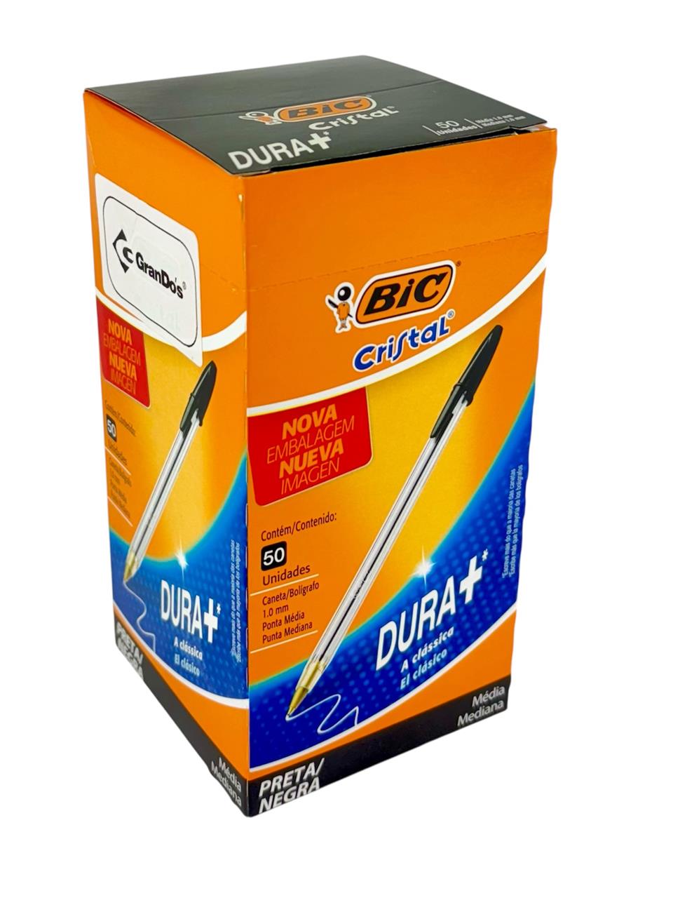 Caneta Esferográfica PRETA Bic Cristal com 50 unidades