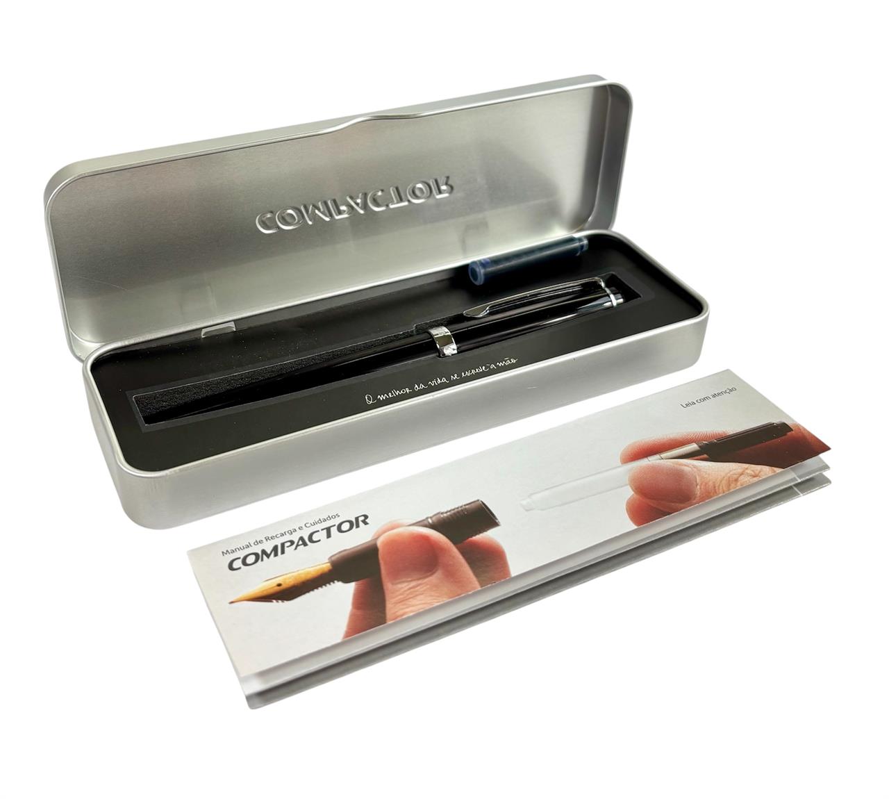 Caneta Tinteiro Chrome Black-Azul