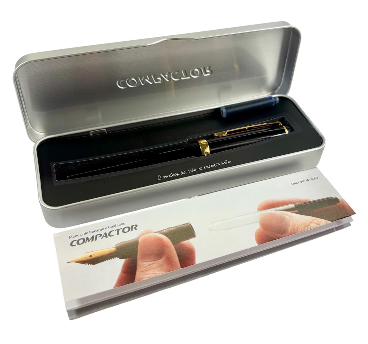 Caneta Tinteiro Gold Black-Azul